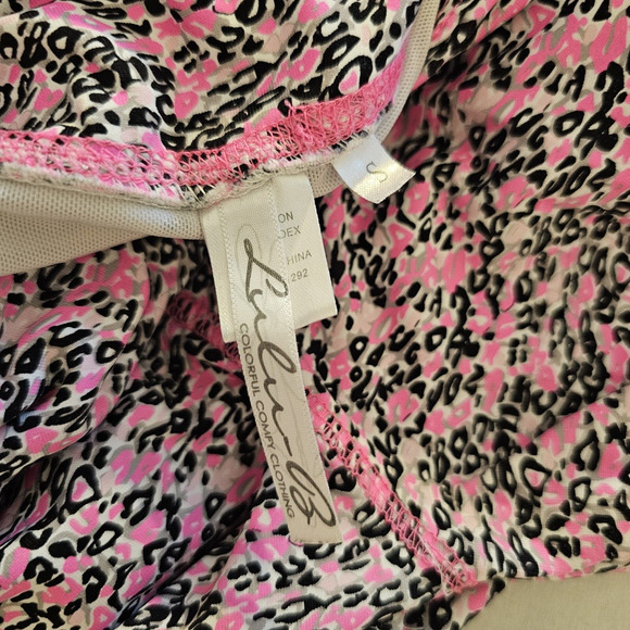 Lulu B Pink Neon Animal Print Nylon Leggings w/ UPF 50+ Size SMALL - Picture 4 of 5